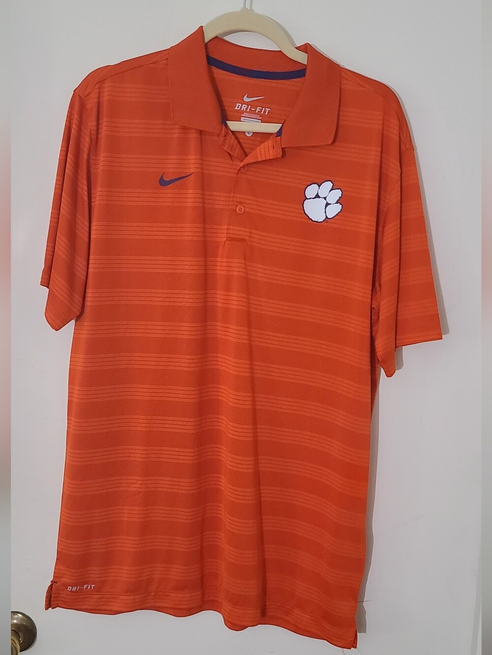 Clemson University Tigers Nike Dri-FIT Orange Polo Shirt Large (See Notes)